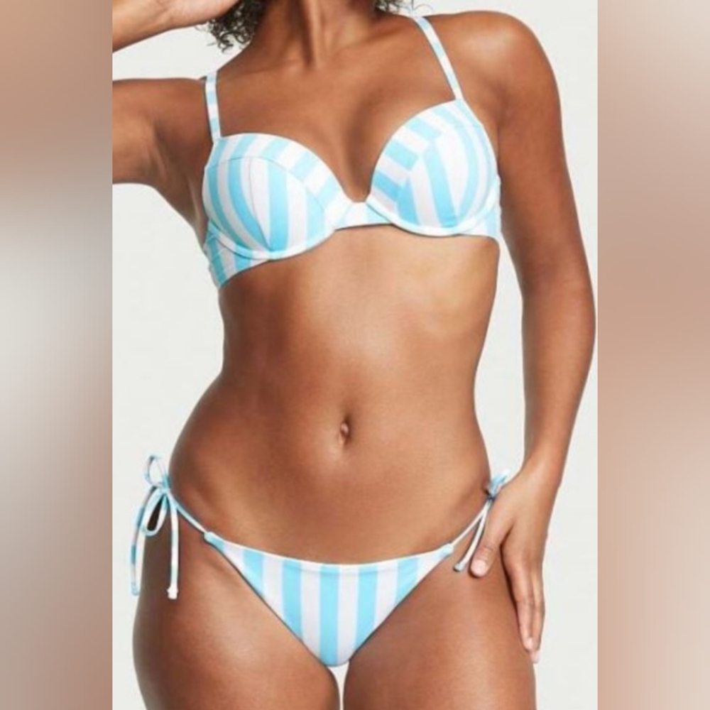 38D/XXL VS Swim Sexy Tee Side Tie Cheeky Bikini Set Tropical Island Getaway
